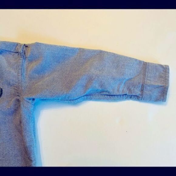 Chaps button down shirt/top long sleeves light blue logo boys 24 M - Picture 6 of 12